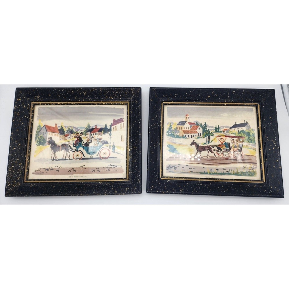 Pair of Vintage Vienna Art Publishing (V.A.P.) Framed Prints - 12.75" x 10.75"